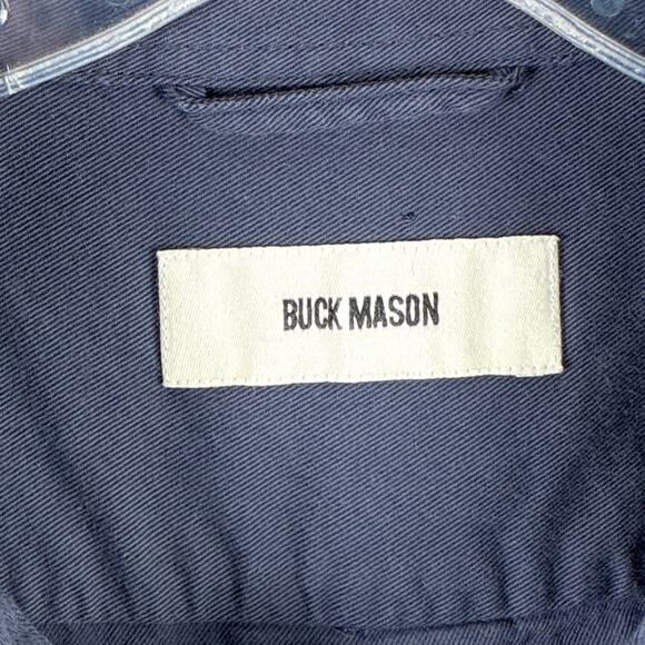 Buck Mason Shirt Mens L Draped Twill One Pocket Blue Preppy Classic Huckberry - Picture 7 of 8